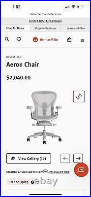 Herman Miller Aeron Chair Fully Loaded Remastered Size B posturefit mineral