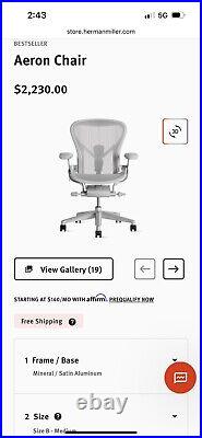 Herman Miller Aeron Chair Fully Loaded Remastered Size B posturefit mineral