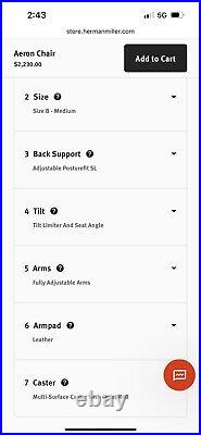 Herman Miller Aeron Chair Fully Loaded Remastered Size B posturefit mineral