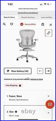 Herman Miller Aeron Chair Fully Loaded Remastered Size C posturefit mineral