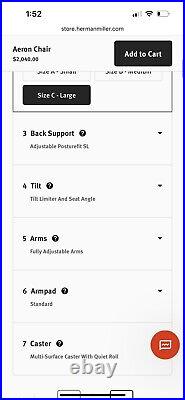 Herman Miller Aeron Chair Fully Loaded Remastered Size C posturefit mineral