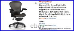 Herman Miller Aeron Chair Highly Adjustable with PostureFit Lumbar Support