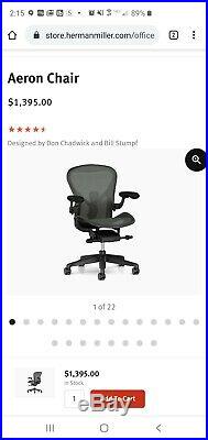 Herman Miller Aeron Chair LOADED Graphite, Size B REMASTERED V2 Quick Ship