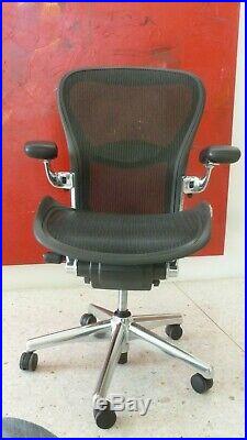 Herman Miller Aeron Chair Polished Aluminum Size C Tilt Adjustmant Plus Xtras