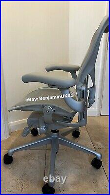 Herman Miller Aeron Chair Remastered Size B Mineral Grey Fully Loaded