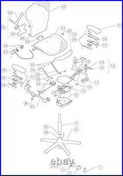 Herman Miller Aeron Chair Replacement Seat Pan Graphite Medium Size B frame