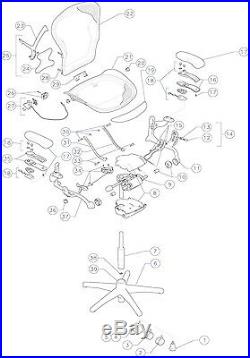 Herman Miller Aeron Chair Seat Pan Frame 3D16 Graphite Medium Size B Pyrite Mesh