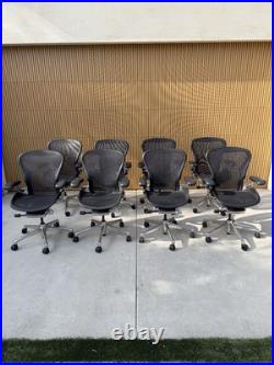 Herman Miller Aeron Chair Size B LOT OF 8 Polished Aluminum Base