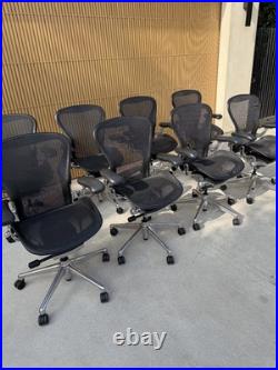 Herman Miller Aeron Chair Size B LOT OF 8 Polished Aluminum Base