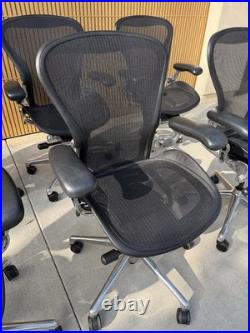 Herman Miller Aeron Chair Size B LOT OF 8 Polished Aluminum Base