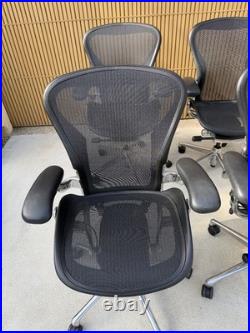 Herman Miller Aeron Chair Size B LOT OF 8 Polished Aluminum Base