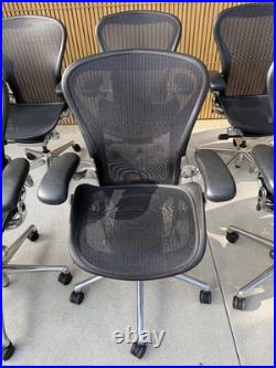 Herman Miller Aeron Chair Size B LOT OF 8 Polished Aluminum Base