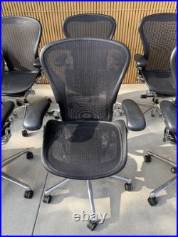 Herman Miller Aeron Chair Size B LOT OF 8 Polished Aluminum Base