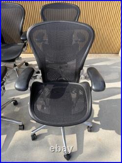 Herman Miller Aeron Chair Size B LOT OF 8 Polished Aluminum Base