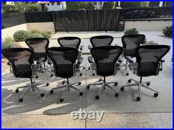 Herman Miller Aeron Chair Size B LOT OF 8 Polished Aluminum Base