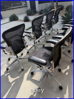 Herman Miller Aeron Chair Size B LOT OF 8 Polished Aluminum Base