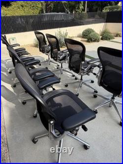 Herman Miller Aeron Chair Size B LOT OF 8 Polished Aluminum Base