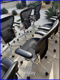 Herman Miller Aeron Chair Size B LOT OF 8 Polished Aluminum Base