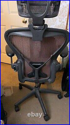 Herman Miller Aeron Chair Size B Red with H4 Carbon Headrest