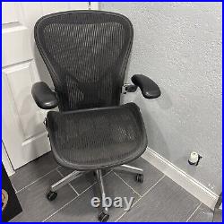 Herman Miller Aeron Chair Size C Fully Loaded Graphite/Polished Aluminum Read