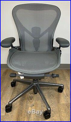 Herman Miller Aeron Chair Size C Fully Loaded Posturefit Adjustable Arms