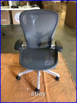 Herman Miller Aeron Chair Size C Large, Graphite w Aluminum Base, Carpet Casters