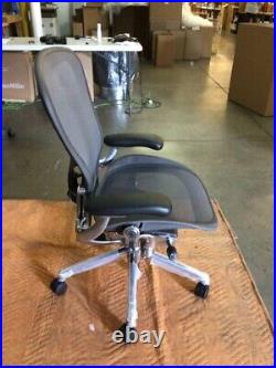 Herman Miller Aeron Chair Size C Large, Graphite w Aluminum Base, Carpet Casters