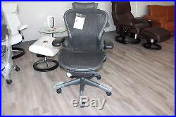 Herman Miller Aeron Chair Size C in Carbon Pellicle Classic on a Graphite Base
