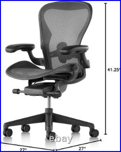 Herman Miller Aeron Chair Size a Graphite Fully Loaded Adjustable Arm Height T