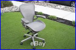 Herman Miller Aeron Chair Titanium Size B + Lumber Support Posture Fit Clean
