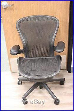 Herman Miller Aeron Chair in Size B in Carbon Pellicle Classic on Graphite