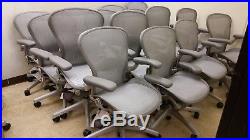 Herman Miller Aeron Chairs, Basic Lumbar Support, Mineral / Platinum / Silver