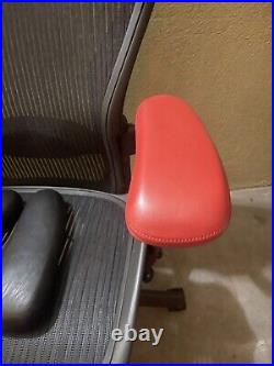 Herman Miller Aeron Classic Leather Arm Pad replacements On Red