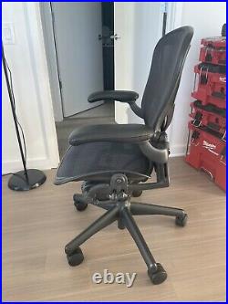 Herman Miller Aeron Classic Size B Chair Fully Loaded, PostureFit, Leather Arms