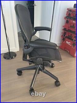 Herman Miller Aeron Classic Size B Chair Fully Loaded, PostureFit, Leather Arms