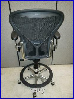Herman Miller Aeron Drafting Stool With Posture-Fit And Chrome