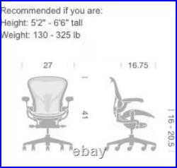 Herman Miller Aeron Ergonomic Office/Desk Chair Size B Graphite PostureFit