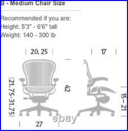 Herman Miller Aeron Executive Office Chair Stainless Steel Adjustable Armrests