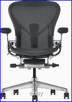 Herman Miller Aeron Graphite with Polished Aluminum base Size A chair
