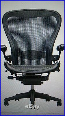 Herman Miller Aeron Mesh Adjstble Chair Blck Color With Lumber Back Support Sz B