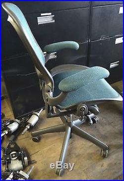 Herman Miller Aeron Mesh Chair Large C fully adjustable lumbar green turquoise