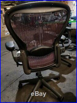 Herman Miller Aeron Mesh Desk Chair Large C fully adjustable lumbar Red mesh