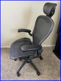 Herman Miller Aeron Mesh Desk Chair Size C fully adj lumbar black Headrest
