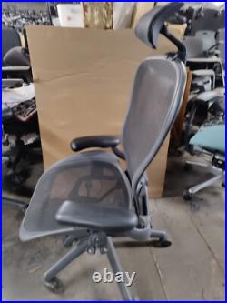 Herman Miller Aeron Mesh Desk Chair Size C fully adj lumbar black mesh Headrest