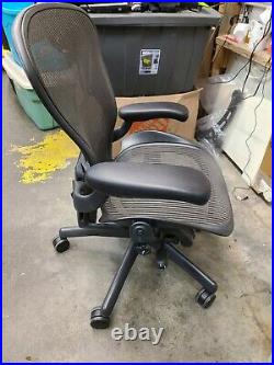 Herman Miller Aeron Mesh Office Chair Charcoal Black AdJbl lumbar sz B