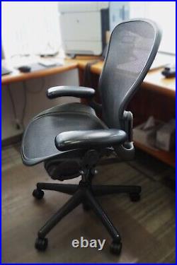 Herman Miller Aeron Mesh office chair, size B, model AE113 AWB, Black (used)