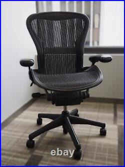 Herman Miller Aeron Mesh office chair, size B, model AE113 AWB, Black (used)