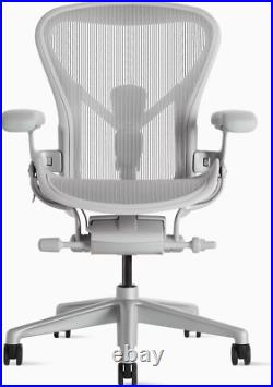 Herman Miller Aeron Mineral With a Satin Aluminum base Size A chair
