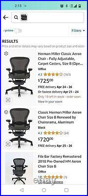 Herman Miller Aeron Office Chair Black type B