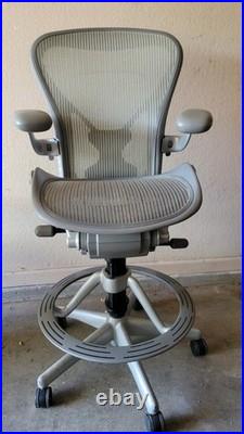 Herman Miller Aeron Office Chair Silver Titanium Drafting Stool Office Chair